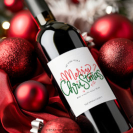Etiqueta personalizada de vino de regalo navideño