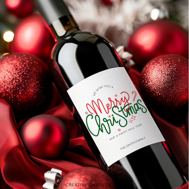 Etiqueta personalizada de vino de regalo navideño (Subido por el creador)