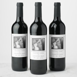 Etiqueta personalizada de vino negro fotográfico