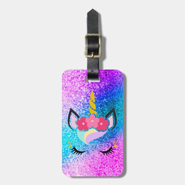 Etiqueta personalizada del equipaje del purpurina (Frente Vertical)