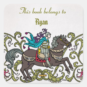 Etiqueta personalizada del libro vintage Knight