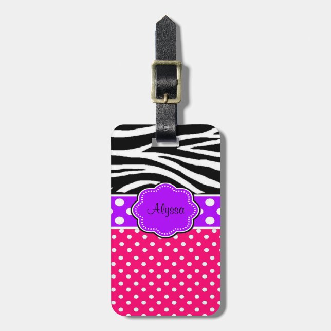 Etiqueta personalizada estampado de zebra púrpura (Frente Vertical)