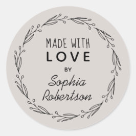 Etiqueta personalizada hecha con amor Wreath
