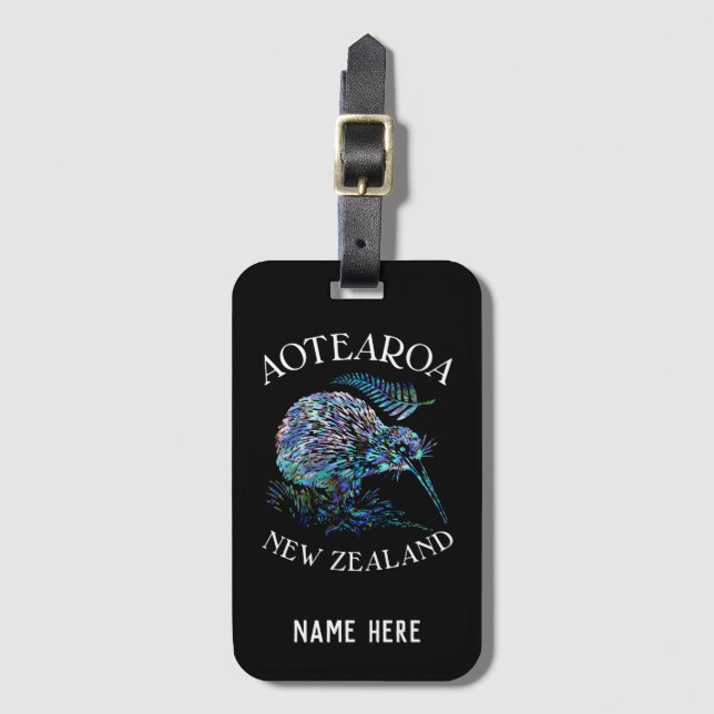ETIQUETA PERSONALIZADA KIWI NEW ZEALAND PAUA LUGGA (Anverso vertical)