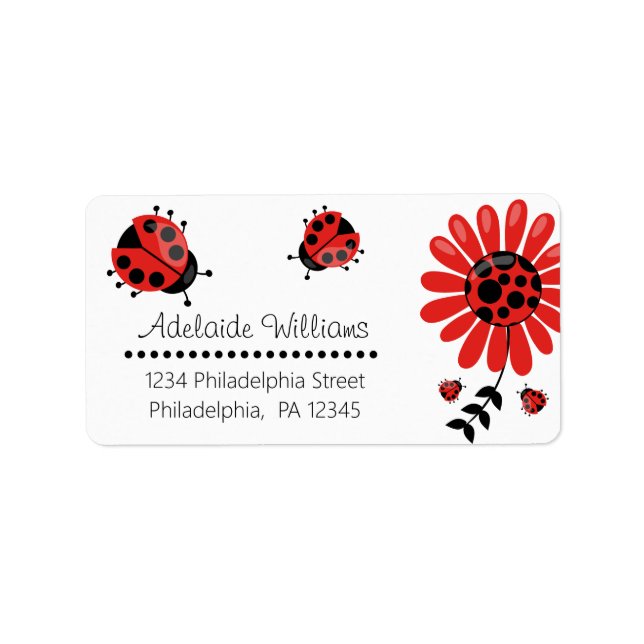 Etiqueta Personalizada la moderna Ladybug Roja (Frente)