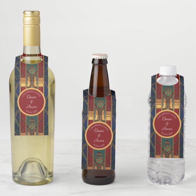 Etiqueta personalizada para botella de boda africa (In situ)