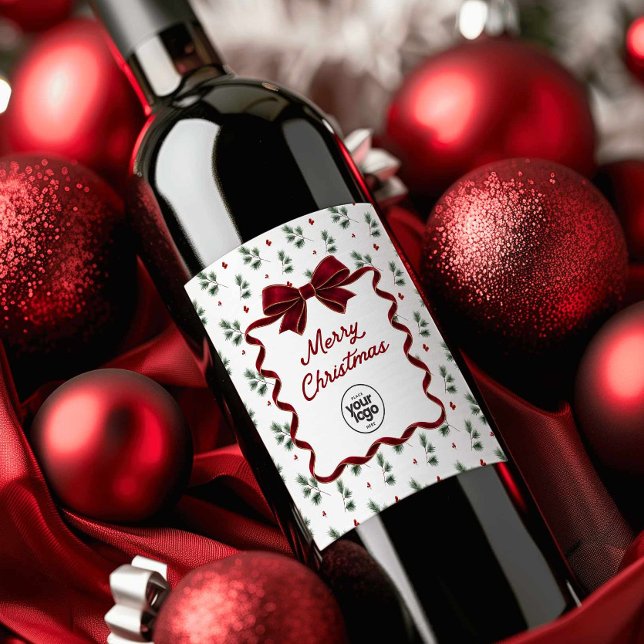 Etiqueta personalizada para botella de vino de Nav (Merry Christmas Client Favor Wine Bottle Labels)
