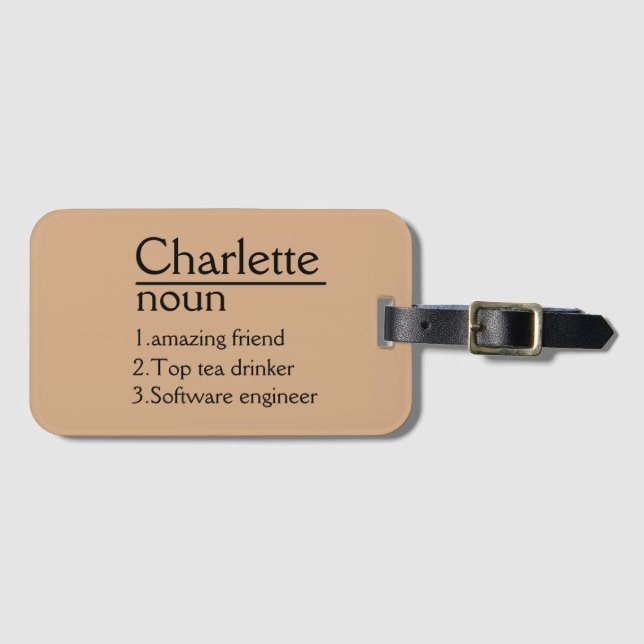 Etiqueta personalizada para el equipaje de cuero,  (Anverso horizontal)