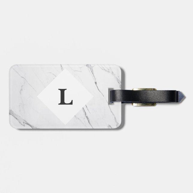 Etiqueta personalizada para el equipaje de mármol  (Atrás Horizontal)