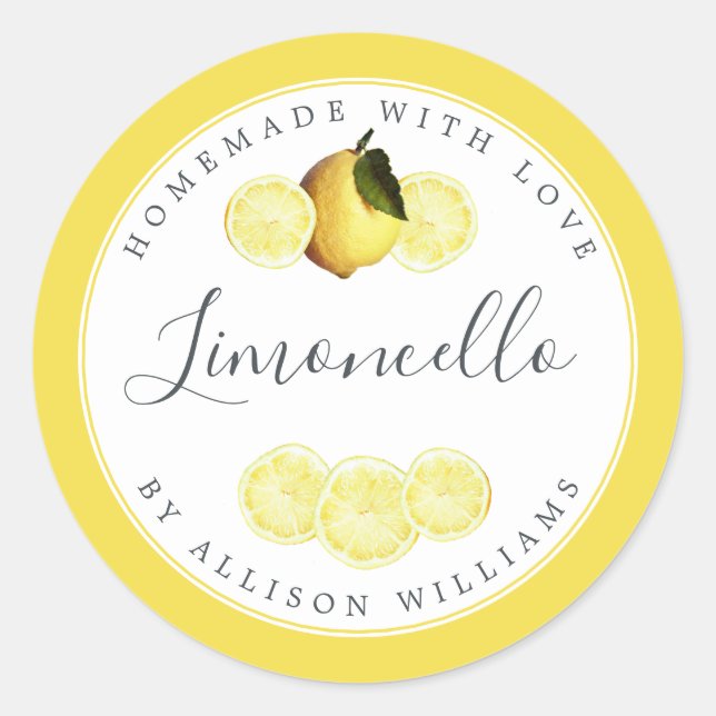 Etiqueta personalizada para Limoncello casero Amar (Anverso)