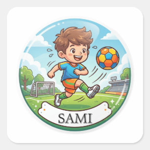 Etiqueta personalizada para niño futbolista