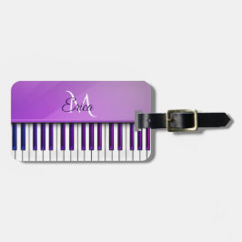 Etiqueta personalizada piano púrpura del equipaje