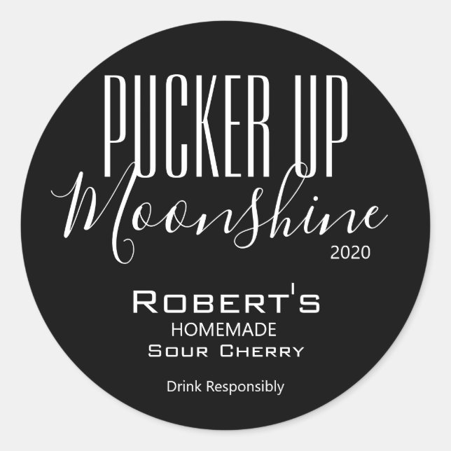 Etiqueta personalizada "Pucker Up Moonshine" (Anverso)
