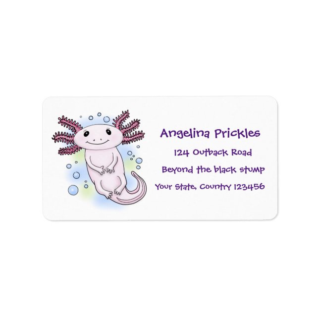 Etiqueta Personalizado axolotópico rosa adorable (Frente)