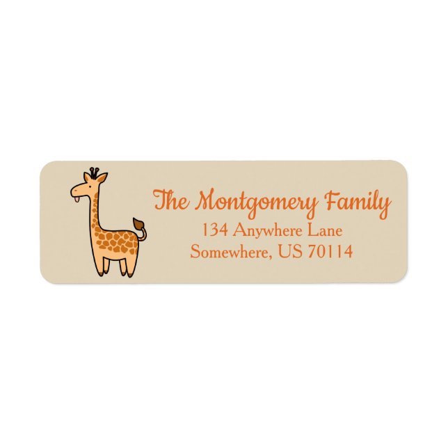 Etiqueta Personalizado Baby Giraffe (Frente)