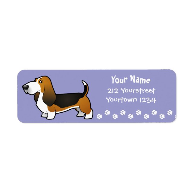 Etiqueta Personalizado Basset Hound (Frente)