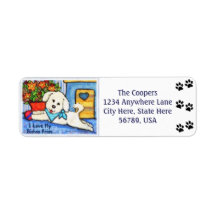 Personalizado Bichon Frise Dog Art Return Address