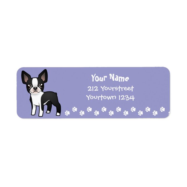 Etiqueta Personalizado Boston Terrier (Frente)
