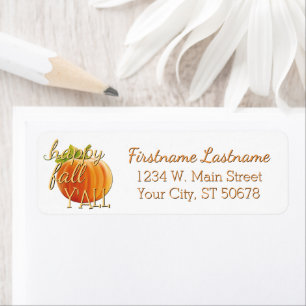Etiqueta Personalizado Calabaza Feliz otoño Yall