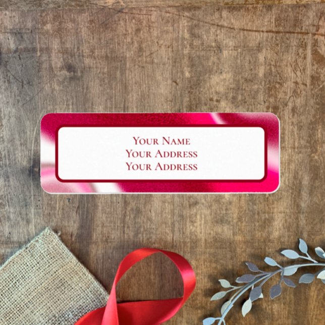 Etiqueta Personalizado Candy Cane Red Navidades Dirección d (Add your name and address to this cool red candy cane Christmas return address label. )
