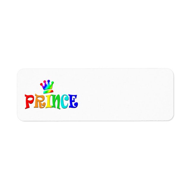 Etiqueta Personalizado Clip Art Rainbow Text, Prince and Cr (Frente)