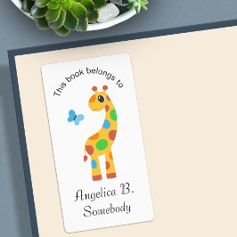 Etiqueta Personalizado colorido Giraffe y placa de la marip