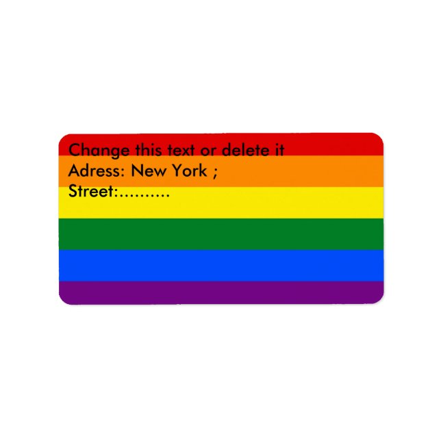 Etiqueta personalizado con bandera arcoiris LGBT (Frente)