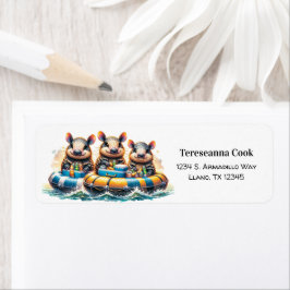 Etiqueta Personalizado Cute Armadillos Divirtiéndose De Tub