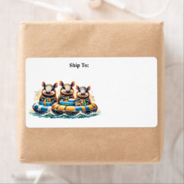 Etiqueta Personalizado Cute Armadillos Divirtiéndose De Tub