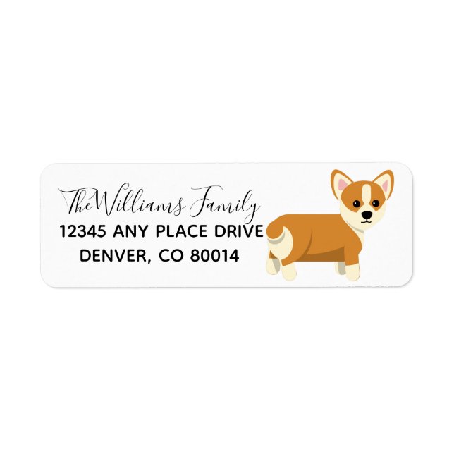 Etiqueta Personalizado Cute Corgi (Frente)