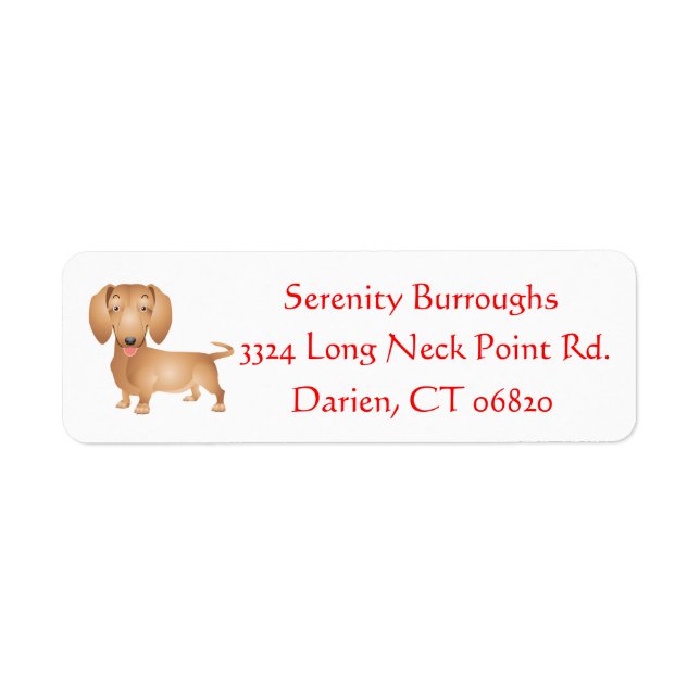 Etiqueta Personalizado Dachshund Brown Puppy Dog Personaliz (Frente)