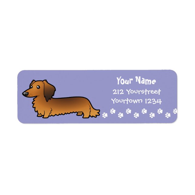 Etiqueta Personalizado Dachshund (pelo largo) (Frente)