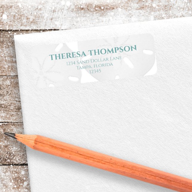 Etiqueta Personalizado de arena azul turquesa (Beach Sand Dollar Custom Address Labels)