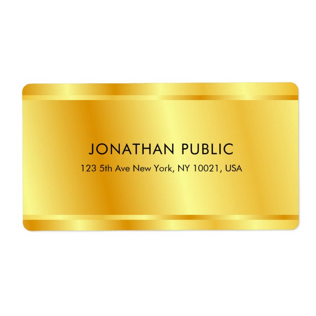 Etiqueta Personalizado de aspecto dorado elegante plantilla (Frente)
