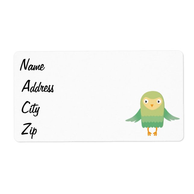 Etiqueta Personalizado de búho verde (Frente)