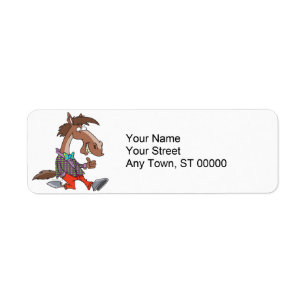 Etiqueta personalizado de caballos nerd con los pulgares ha