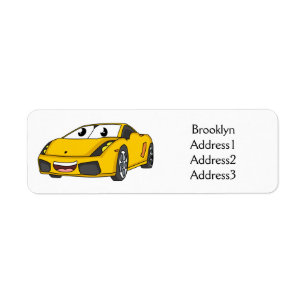 Etiqueta Personalizado de coche deportivo amarillo alegre