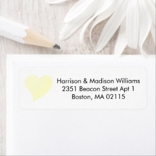 Etiqueta Personalizado de corazón amarillo pálido lindo Dir