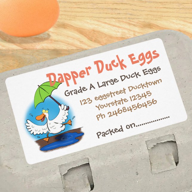 Etiqueta Personalizado de danza del pato divertido cartón d (Sell your duck eggs with these cute cartoon labels and share the fun!)