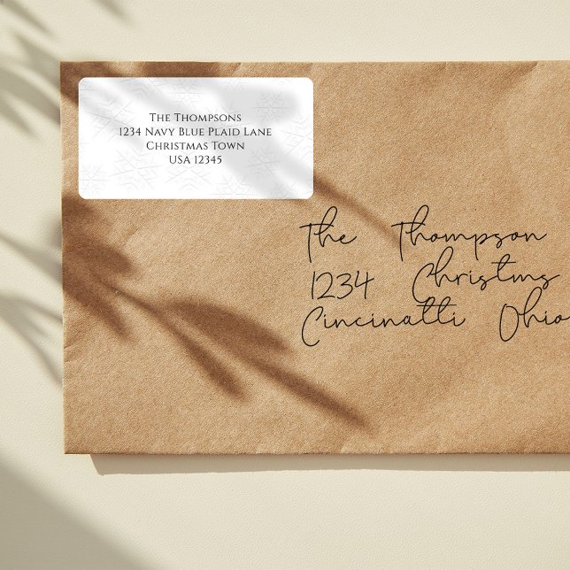 Etiqueta Personalizado de direcciones de devolución de Navi (Simple White and silver return address label with silver snowflake design)