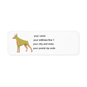 Etiqueta personalizado de doberman fawn y rust