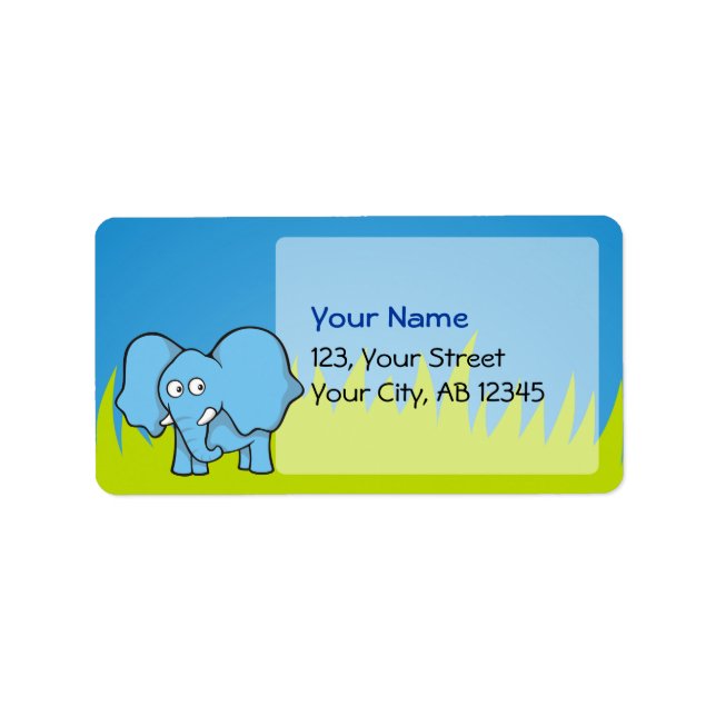 Etiqueta Personalizado de elefantes azules (Frente)