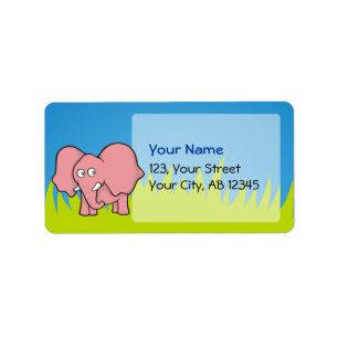 Etiqueta Personalizado de elefantes rosados