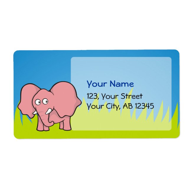 Etiqueta Personalizado de elefantes rosados (Frente)