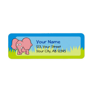 Etiqueta Personalizado de elefantes rosados