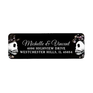 Etiqueta Personalizado de esqueleto rosa y negro Dirección 