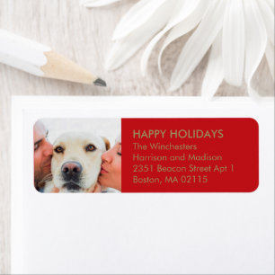 Etiqueta personalizado de fotografía familiar navidad oro r