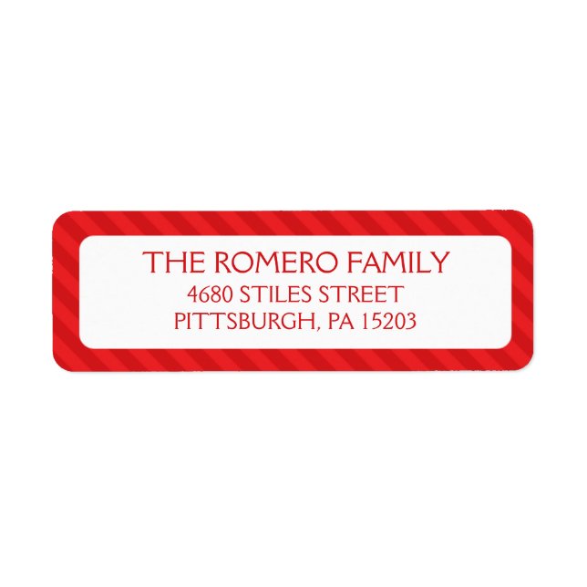 Etiqueta Personalizado de franjas simples rojas personaliza (Frente)
