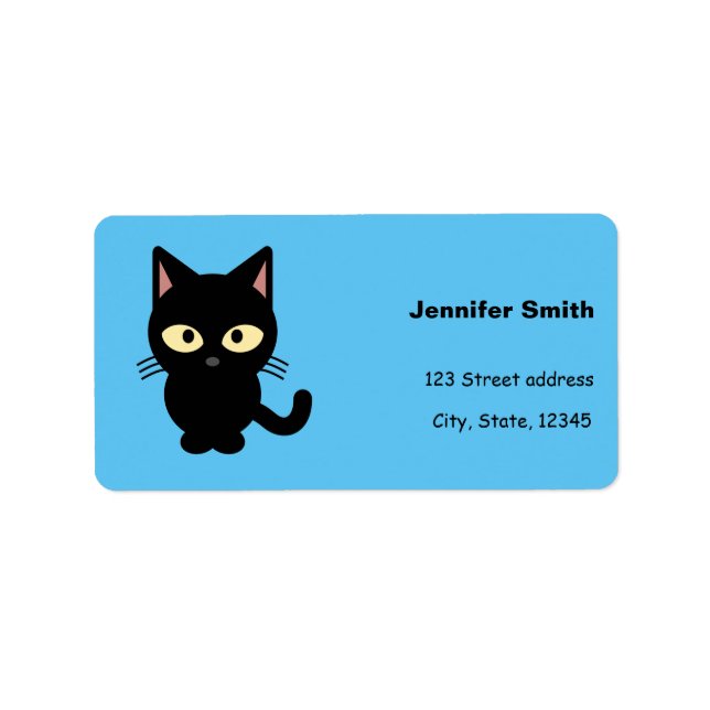 Etiqueta Personalizado de gato negro lindo (Frente)