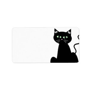 Etiqueta Personalizado de gato negro retro de ojos verde li